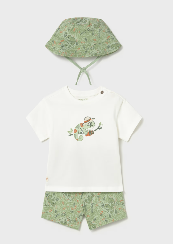 Mayoral 3-Piece Shorts, T-Shirt & Hat Set Style 1667 - Matcha